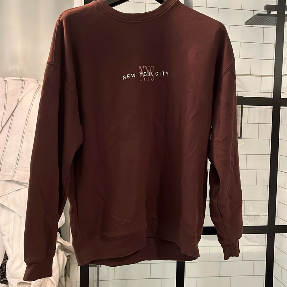 Garage small NYC brown sweatshirt